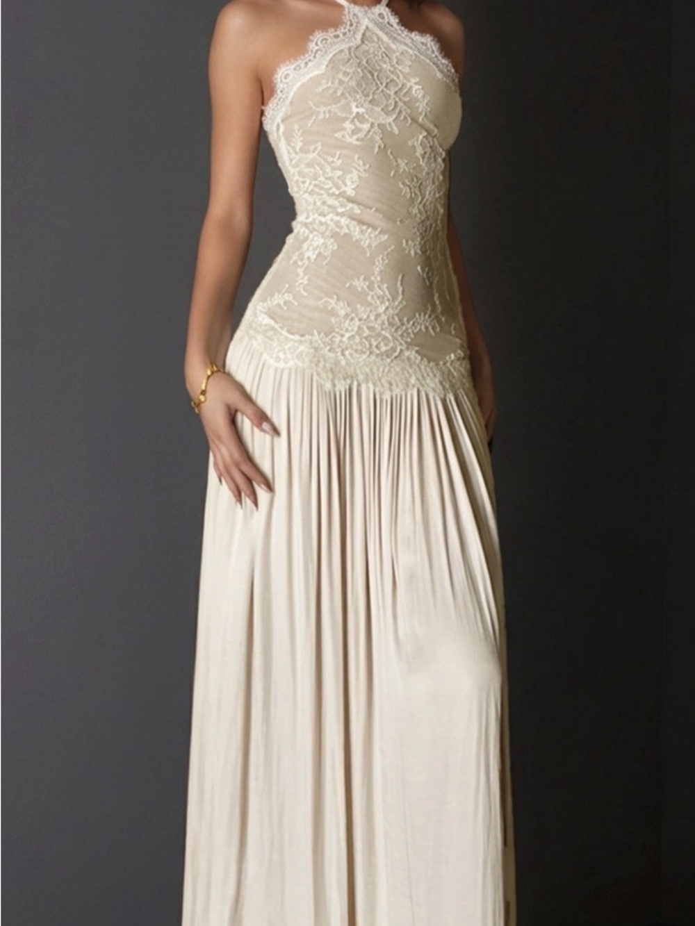 Elegant Cream Lace Maxi Dress - Sleeveless Formal Gown